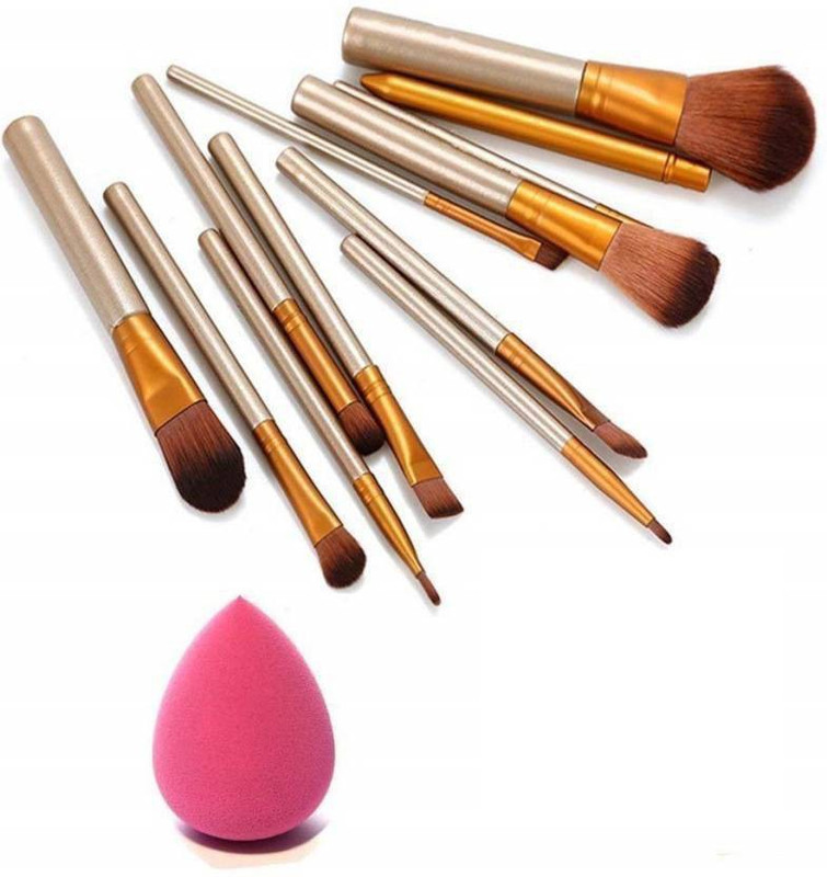 le maroco makeup brushes kit with sponge puff (Pack of 12)(Set of 13)