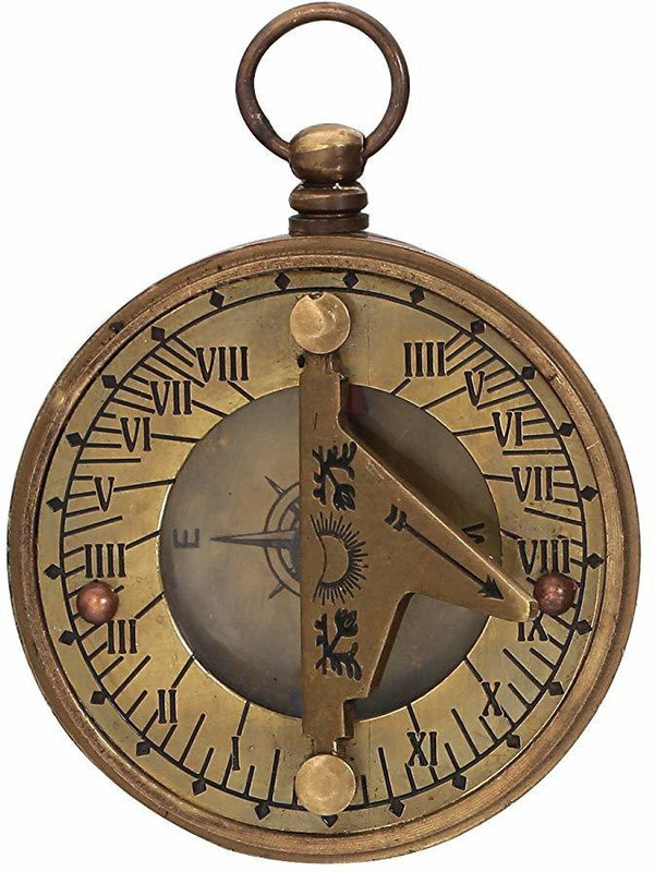 brass compass Brass Pocket Watch Style Sundial and Compass - Antique Inspired Desighn Compass(Gold)
