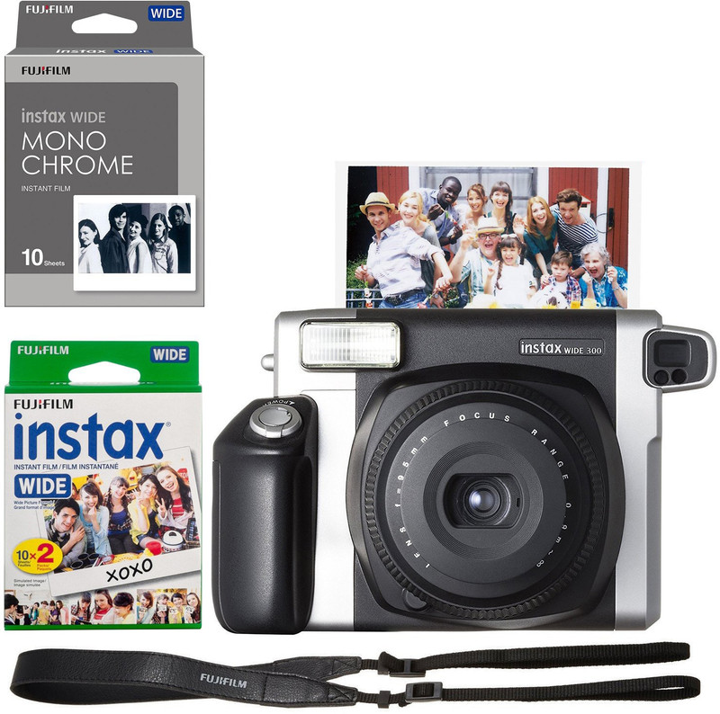 Fujifilm Wide 300 Camera with Monochrome and Instax Wide Film 30 Shots Instant Camera(Black)