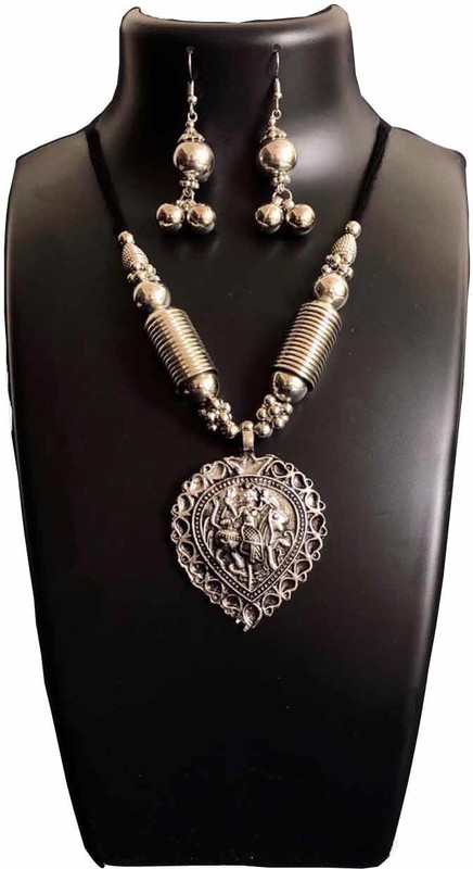 sai vardaan creations Oxidised Silver Jewel Set(Silver, Black)