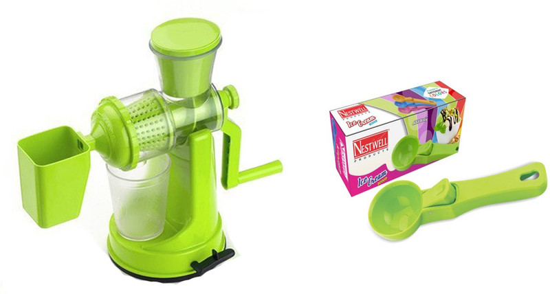 Nestwell Fruit & Veg Hand Juicer Premium Quality with Plastic Ice Cream Scoop - Combo, ABS Plastic Materials, Multicolored Combo Multicolor Kitchen Tool Set(Multicolor)