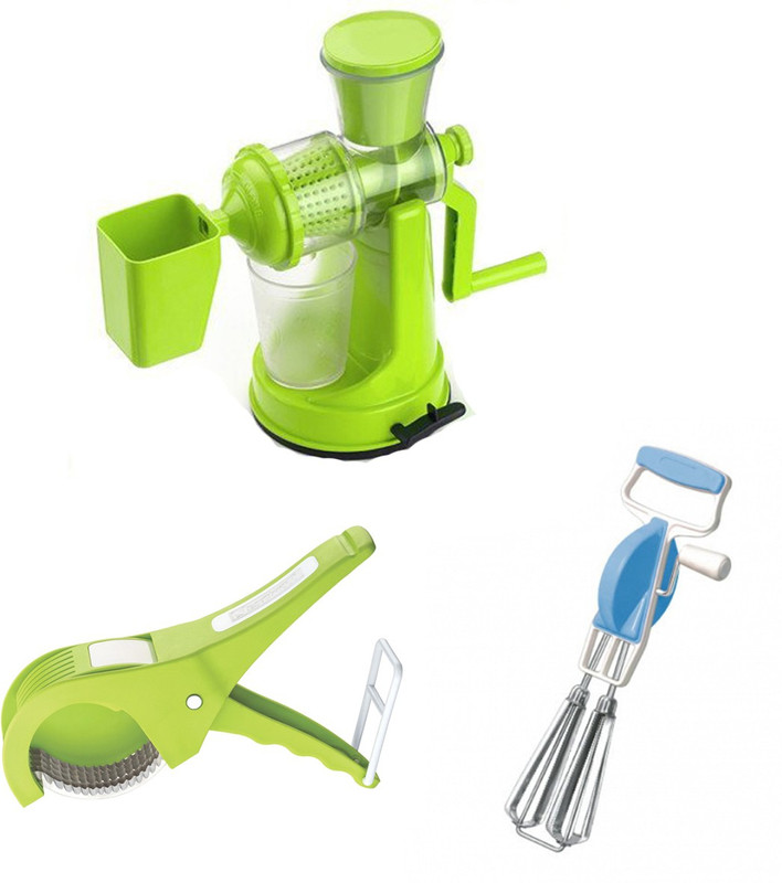 Nestwell Fruit & Veg Hand Juicer Premium Quality with Multi Veg. Cut (ABS) (5 Laser Blades, 45mm) & Beater cum Strainer cum Colander - Combo, ABS Plastic Materials, Multicolored Combo Multicolor Kitchen Tool Set(Multicolor)