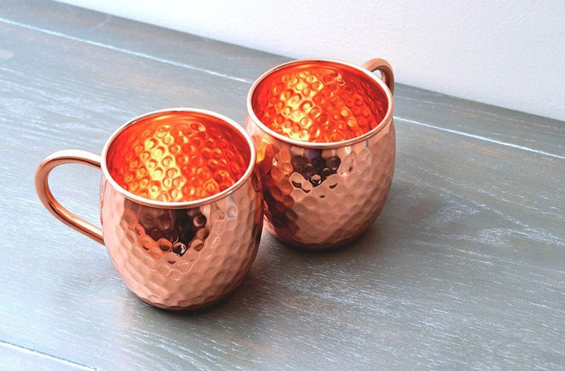 kerria Moscow Mule Copper - Solid Hammered Copper for Moscow Mule Cocktail - 16oz - 500 ml Copper Mug(500 ml, Pack of 2)