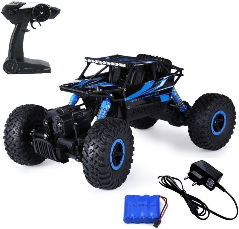 AsianHobbyCrafts Waterproof Remote Controlled Rock Crawler RC Monster Truck, 4 Wheel Drive, 1:18 Scale(Blue)