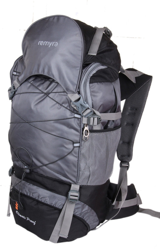 Remyra Hiking Backpack Trekking Bag with Rain Cover Travel Bags Rucksacks for Men Women Outdoor Sport Daypack Travel Waterproof Bag for Climbing Camping Touring Mountaineering internal frame bag (Black and Grey) Rucksack - 65 L(Grey)