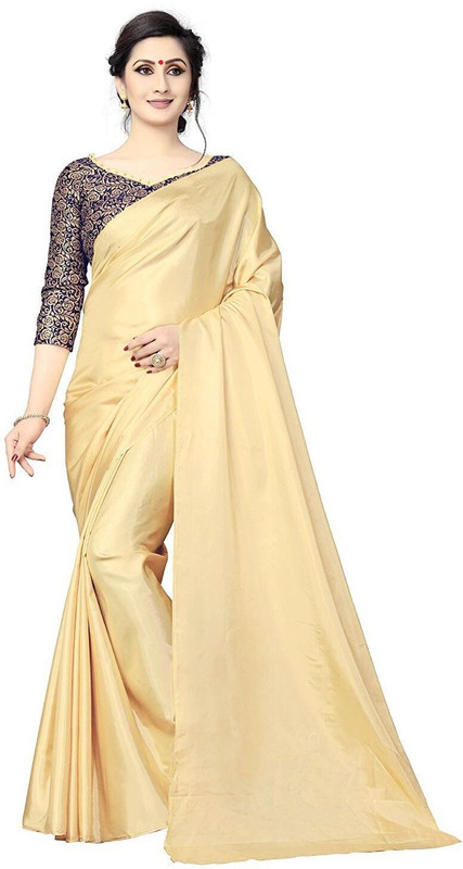 winford Solid Fashion Poly Silk Saree(Cream)