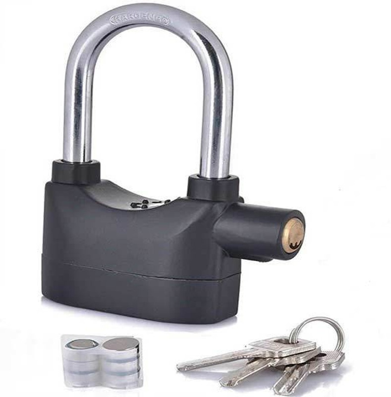 ITGood Anti Theft Burglar Pad Lock Alarm Security Siren Home Office Bike Bicycle Shop Luggage Strap & Safety Lock L1203(Black)