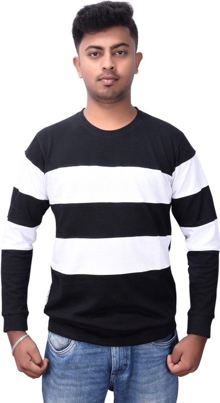 naoskart Color Block Men Round Neck Black, White T-Shirt