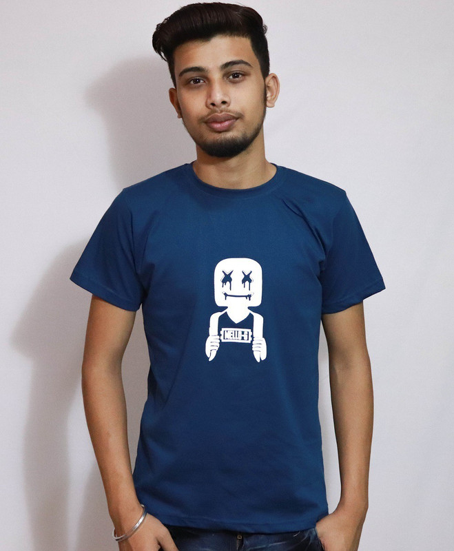 epasand Printed Men Round Neck Blue T-Shirt