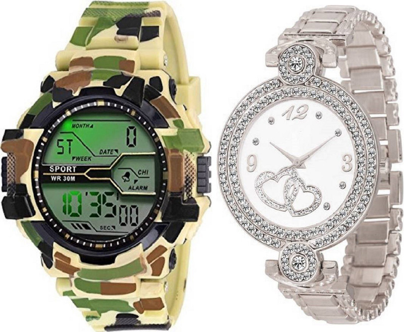 standard choice watch gold ARMY NEW FASHION LATEST MODEL WATCH and stylish model bracelet type Shine able watch couples Analog-Digital Watch  - For Men & Women