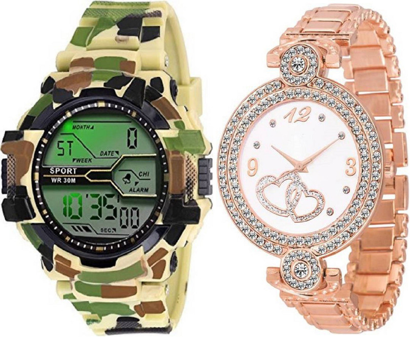 standard choice watch gold ARMY NEW FASHION LATEST MODEL WATCH and stylish model bracelet type Shine able watch couples Analog-Digital Watch  - For Men & Women
