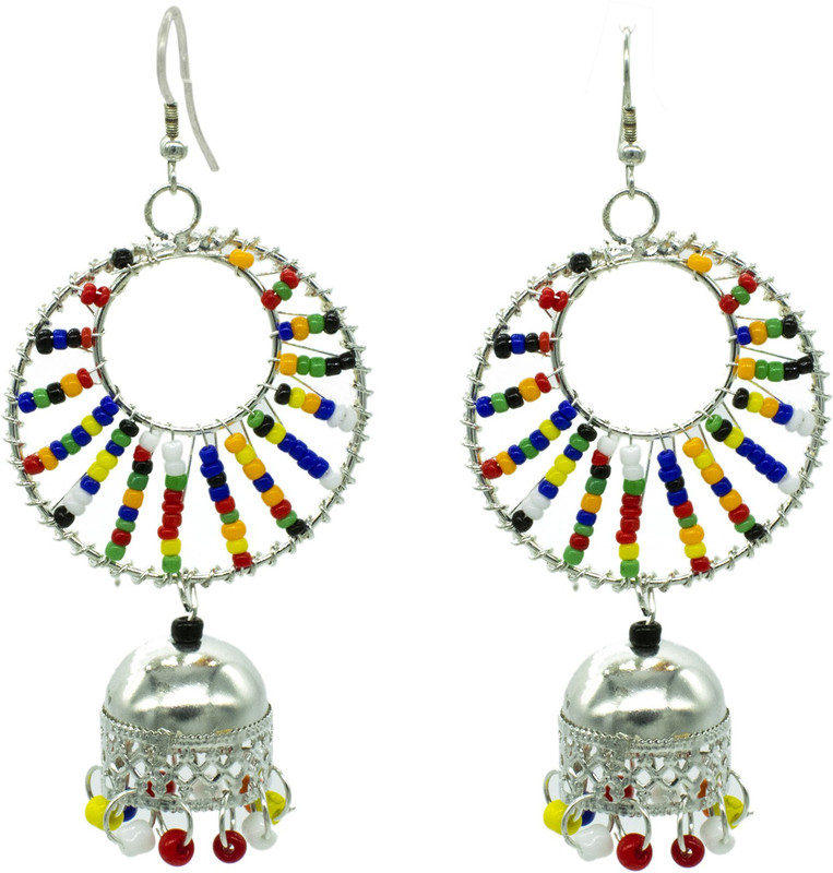 steeplook Steeplook Elegant Silver Earring Cute & Stylish With Multi-Color Beads Fancy Party Wear Earrings for Girls and Women Alloy Jhumki Earring