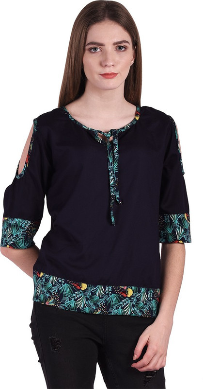 bonarsh Casual Cold Shoulder Solid Women Dark Blue, Green Top