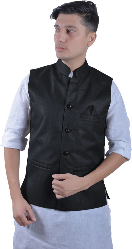 indiroots Solid Men Waistcoat