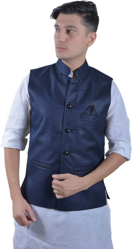 indiroots Solid Men Waistcoat