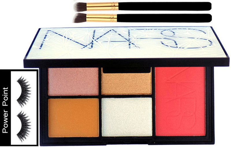 powerpoint Eyelashes&Makeup Brush 2&Nars 4Shade Eyeshadow Palette&Pink Shade Blusher(4 Items in the set)