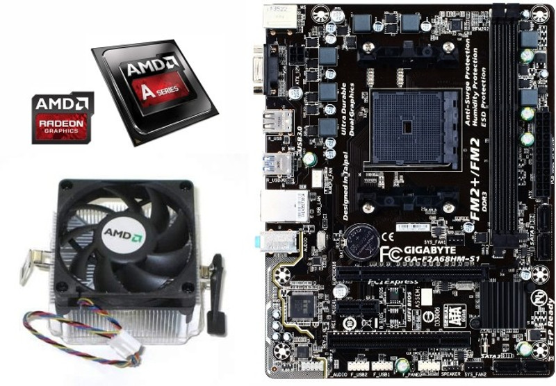 Gigabyte AMD A6-7400K MULTICORE Combo Motherboard(BROWN/BLACK)