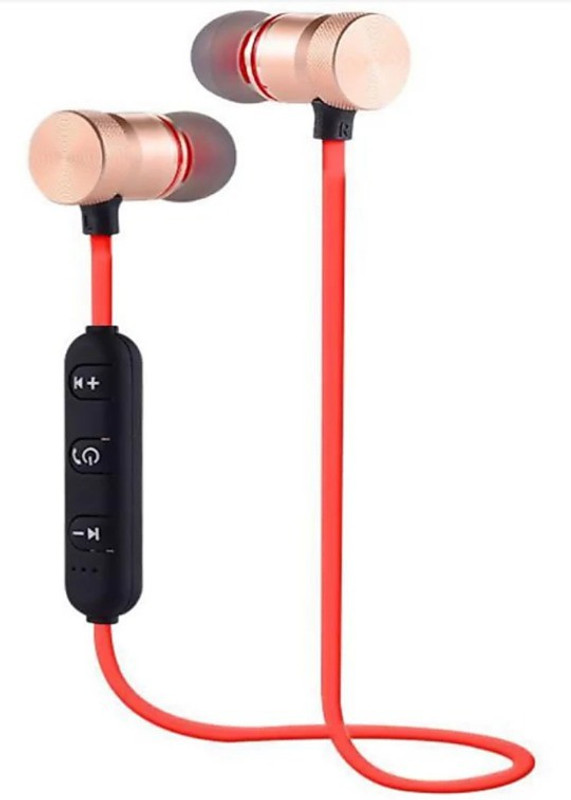kadini magnet earphone Wired Headset with Mic(Red, In the Ear)