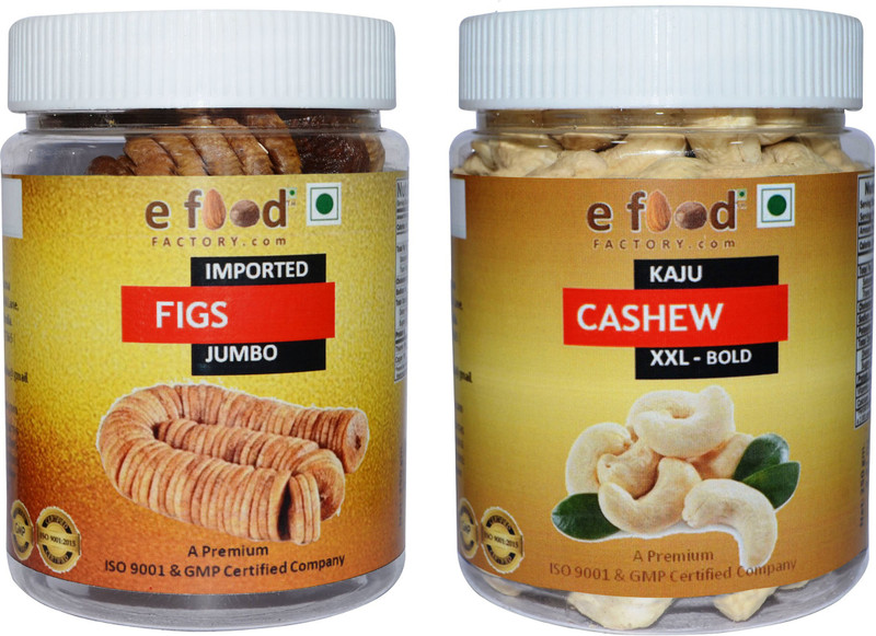 e food factory Imported Figs Jumbo & Cashew XXL Bold (250gm Each)In Per Jar	1375	925 Cashews, Figs Plastic Bottle(2 x 250 g)