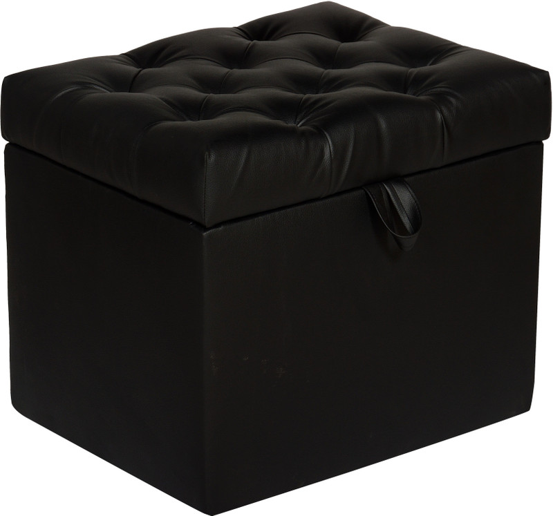 kozy corner Leatherette Cube Ottoman(Finish Color - BLACK)