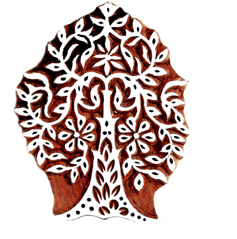 fancy handicraft 5*3.5 Inch (Approx) Wooden Printing Stamp Block Hand-Carved for Saree Border Making Pottery Crafts Mehandi Printing (FBS002) Printing Blocks(Pack of 1)