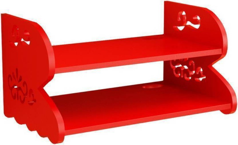 vilton Bright and beautiful Wooden set top box stand Wooden Wall Shelf(Number of Shelves - 2, Red)