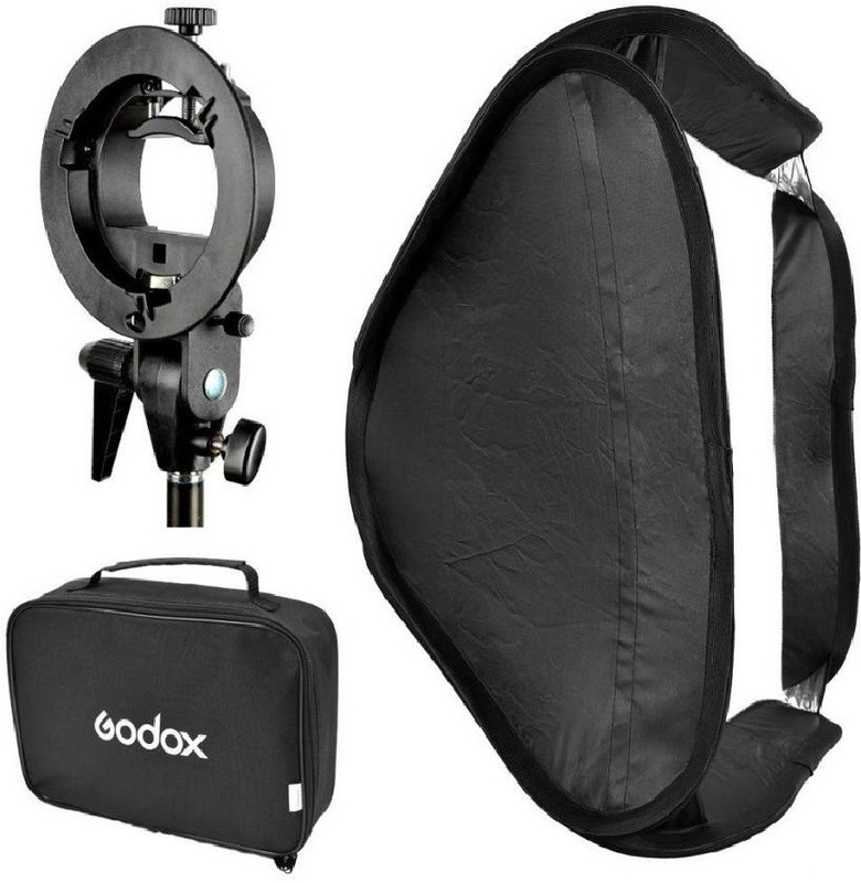 Godox SFUV8080 Portable Assembly Collapsible Diffuser Soft Box Kit with S-Type Bowens Bracket for Speedlite Flash (Black) Rectangle Softbox(14.8 cm x 27.5 cm)