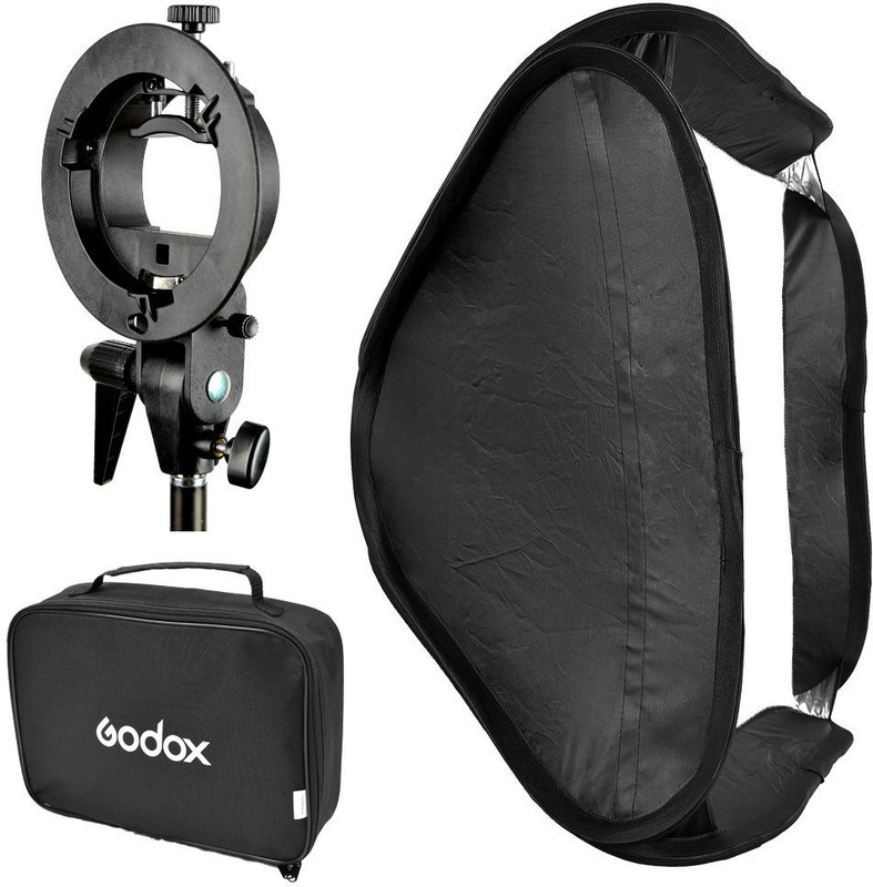 Godox SFUV4040 Portable Assembly Collapsible Diffuser Soft Box Kit with S-Type Bowens Bracket for Speedlite Flash (Black) Rectangle Softbox(9.4 cm x 25.8 cm)