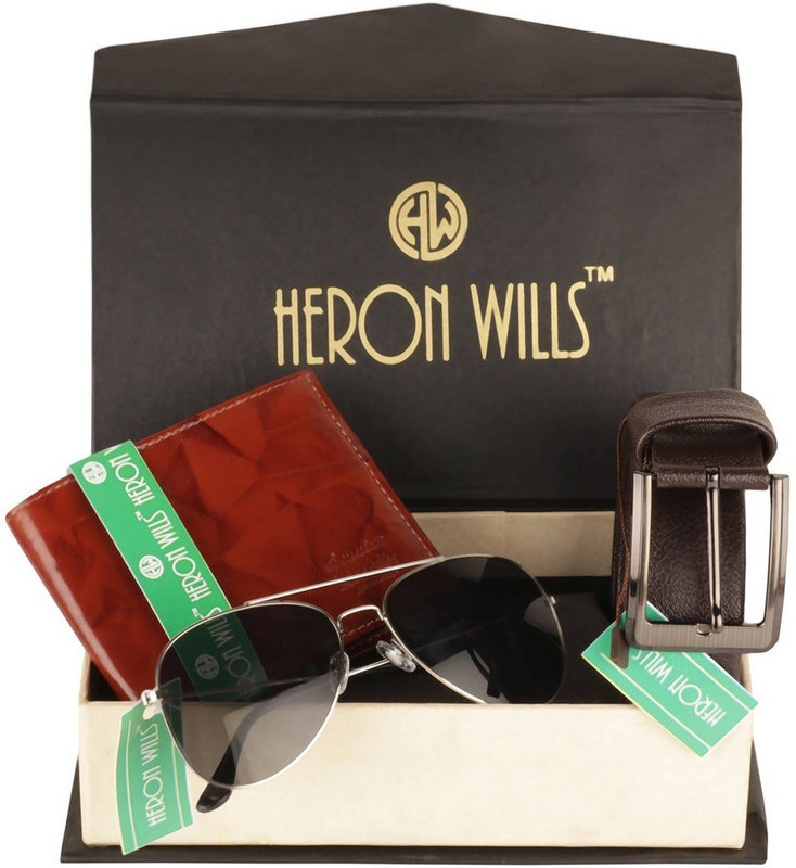 Heron Wills Sunglass, Wallet & Belt Combo(Multicolor)