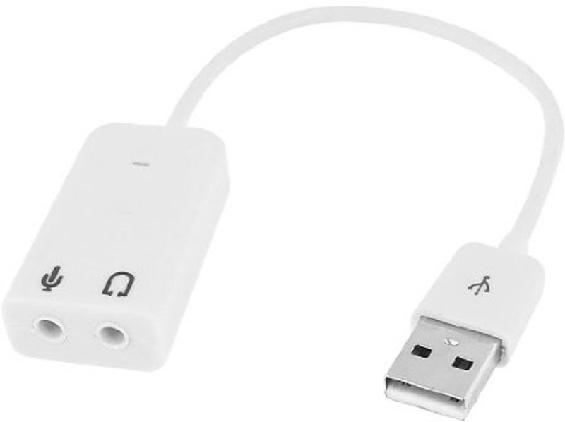 Ultima Cords & Cables 7.1 Channel USB External Sound Card Audio Adapter with Mic (White) USB Internal Sound Card(7.1 Audio Channel)