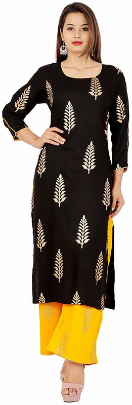 modanta Casual Printed Women Kurti(Black)
