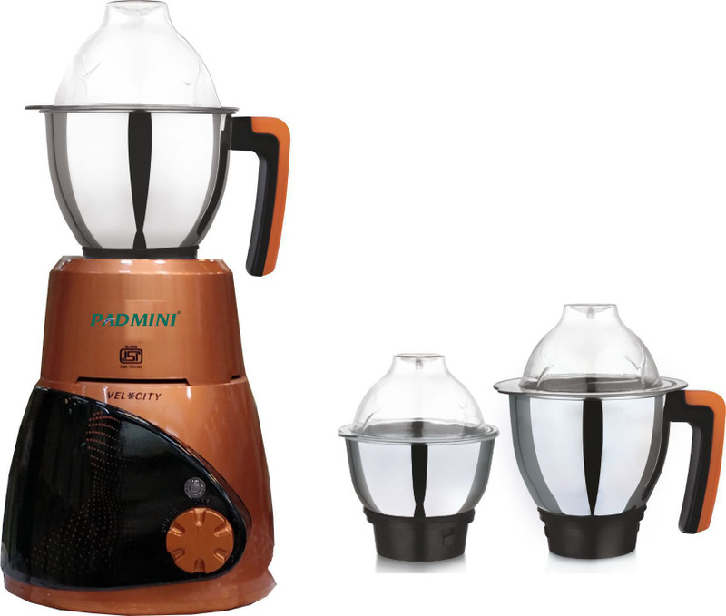 PADMINI VLCTY VELOCITY METALLIC 750 Mixer Grinder(black AND METALLIC, 3 Jars)