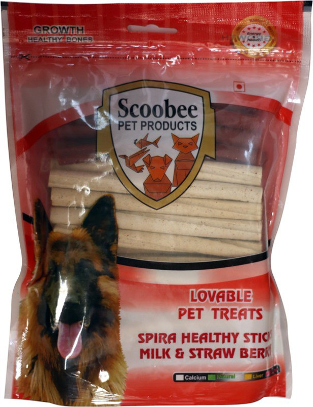 scoobee Scoobee Spira healthy sticks with milk and strawberry flavored Milk, Strawberry 500g Dry Dog Food Milk, Chicken, Liver, Lamb 500 g Dry Dog Food
