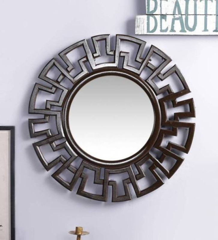 wooden frame mirror frame 10.4 inch round(1 GB, Black)