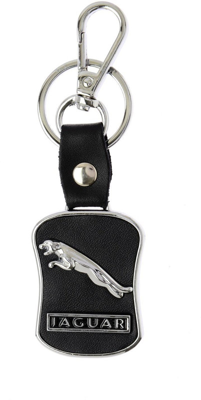 JAGUAR lack Leather Logo Keychain Carabiner(Black)