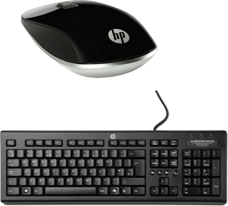 HP Multimedia Keyboard-JBF16-Wireless Mouseh-HPZ4000 B_ Black_White Combo Set