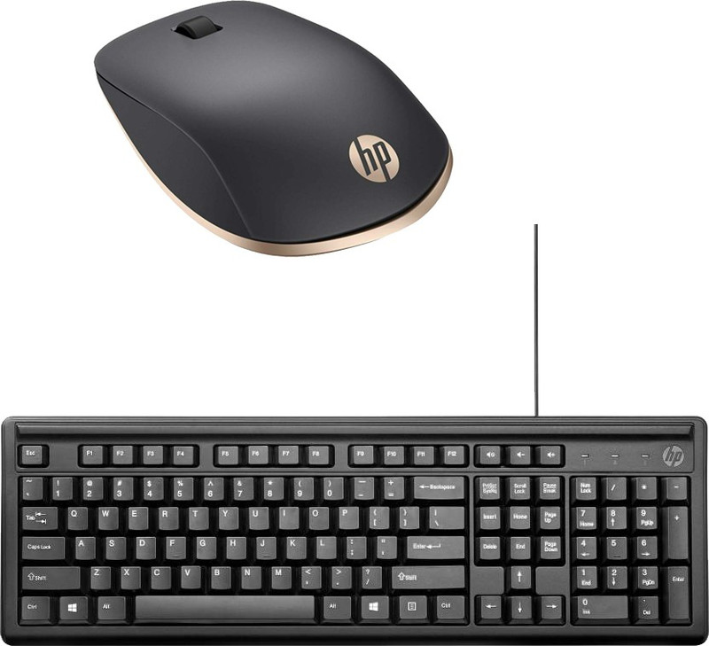 HP Multimedia Keyboard-HP100-Wireless Mouseh-HP Space _ Black Combo Set