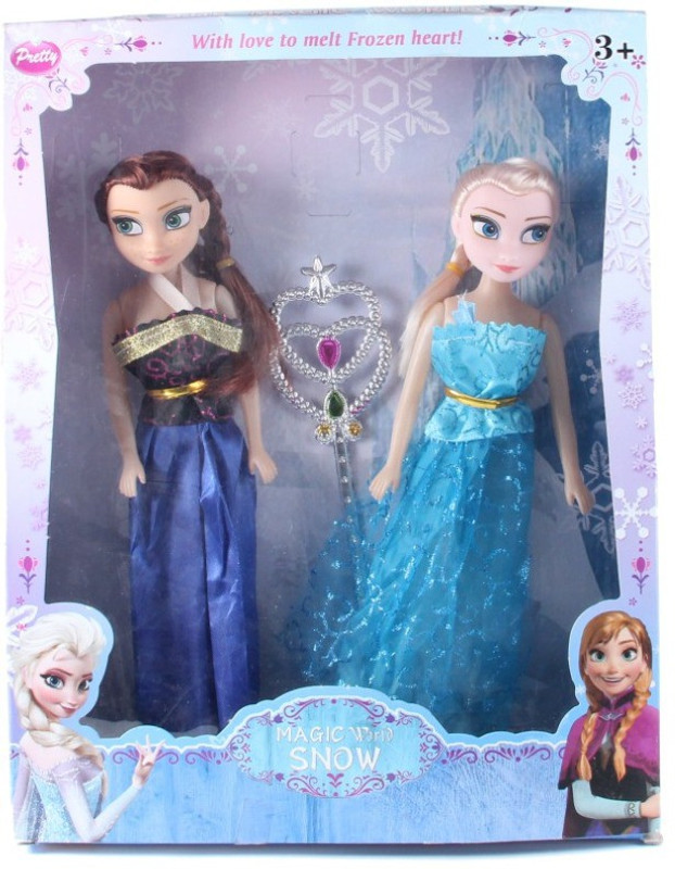 fitcharge Frozen princess dolls Anna & Elsa ( pack of 2 dolls)(Purple, Blue)