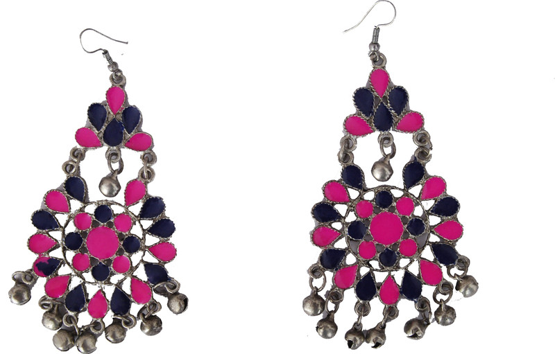 fashionista kreations FASHIONISTA KREATIONS MEENAKARI ENAMEL LONG CHANDBALI Metal Hoop Earring, Drops & Danglers, Drops & Danglers
