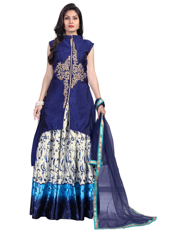 kasturi designer Embroidered Semi Stitched Ghagra Choli(Blue)