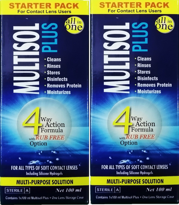 Multisol PLUS STARTER PACK FOR ALL TYPES OF SOFT CONTACT LENS contact lens solution(200 ml)