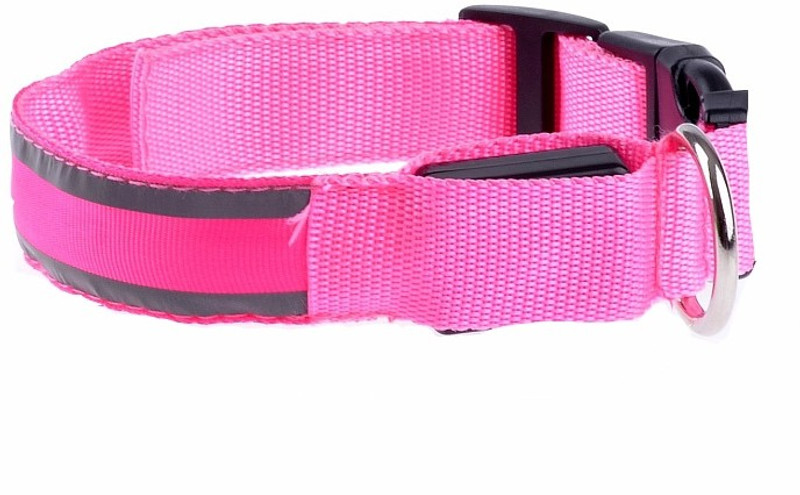 four legs Night safety collar Dog Show Collar(Small, Pink)