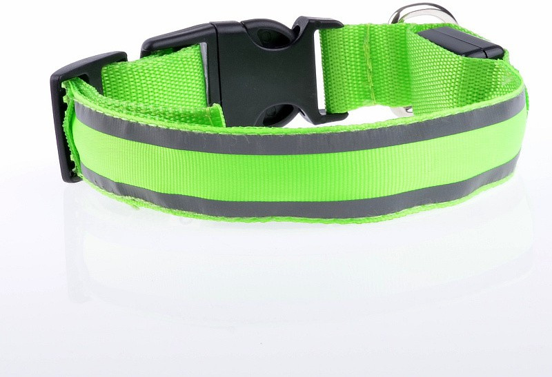 four legs Night safety collar Dog Show Collar(Small, Green)