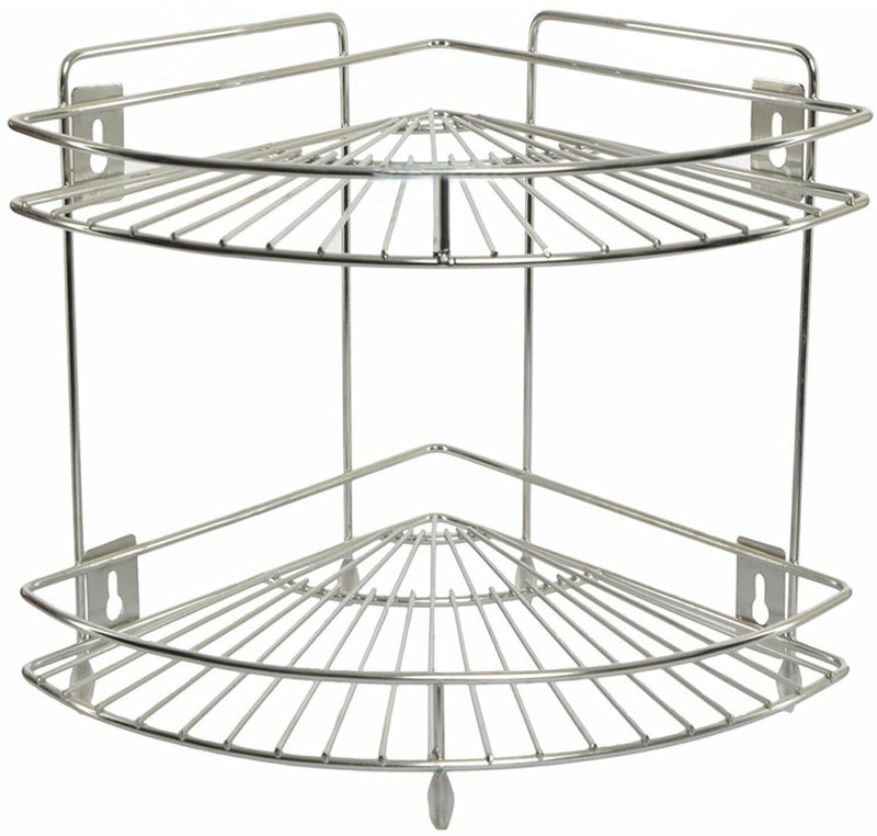 steel store decent 2 step multipurpose corner for kitchen, bathroom, living room, rack Stainless Steel Wall Shelf(Number of Shelves - 2, Steel)