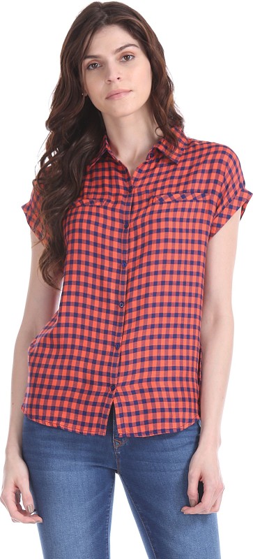 Flying Machine Women Checkered Casual Multicolor Shirt