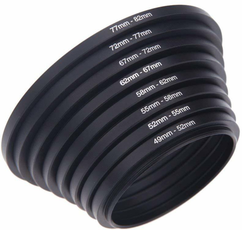 SHOPEE 49mm-82mm Lens Stepping Ring,Include 8 Stepping Rings 49mm-52mm, 52mm-55mm, 55mm-58mm, 58mm-62mm, 62mm-67mm, 67mm-72mm, 72mm-77mm,77mm-82mm Stepping Rings Set Step Up Ring(49 - 82 mm)