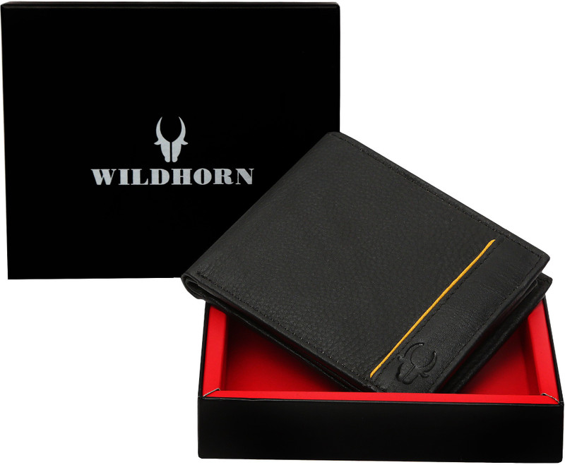 WildHorn Men Casual, Formal Black Genuine Leather Wallet(6 Card Slots)