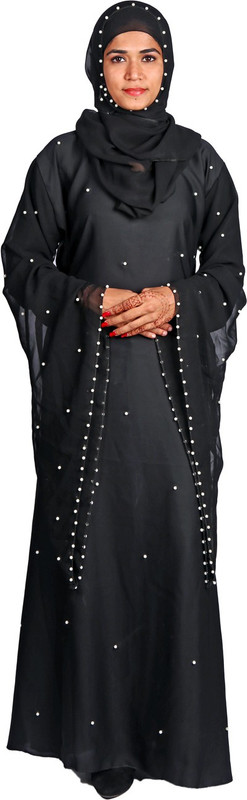 Buy arab burqa with hijab imported nida Nida fabric Self Design