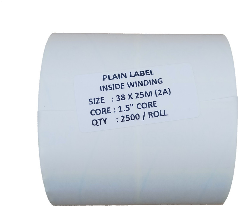 chromo 38mm x 25mm x 2UP /2500Pcs/Roll (Pack of 6 Rolls) Self Adhesive Barcode Sticker (2500/Roll) Paper Label(White)