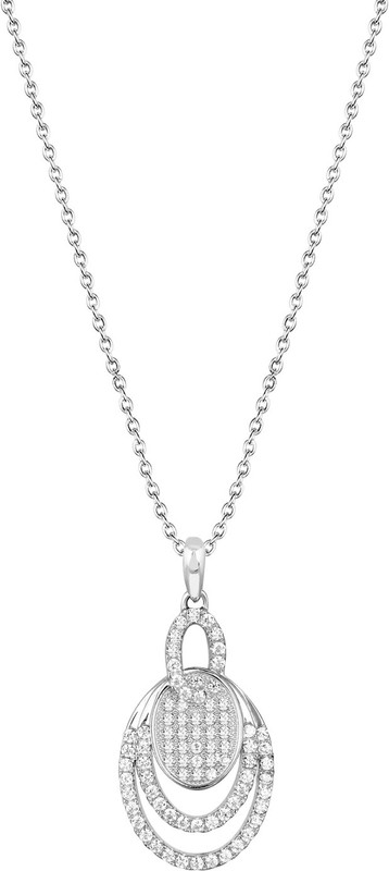 ijuels Exclusive Sterling Silver Designer Glittering Connecting Lives Inspired Design Pendant with 18' Chain for Women/Girls Rhodium Cubic Zirconia Silver Pendant